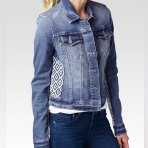 PAIGE Denim Jacket with Patterned Accents Small